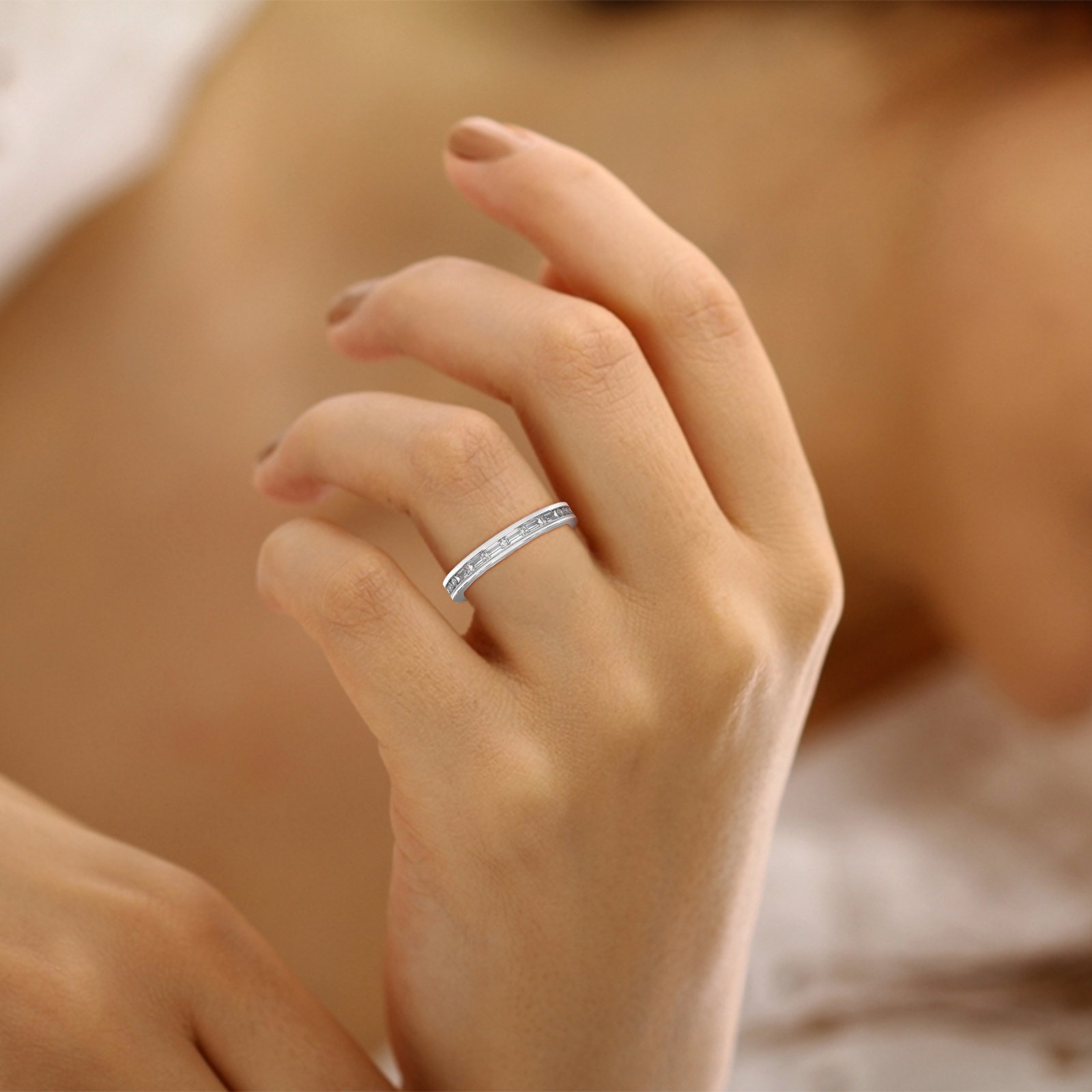 Emiliana Lab Grown Brilliant Cut Diamonds Jewelry Ring in 14K White Gold, Gift for Wife